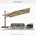PURPLE LEAF 13 FT Square Patio Umbrella Large Outdoor Aluminum Offset Umbrella with 360-degree Rotation Cantilever Umbrella for Garden Deck Backyard Pool Beige