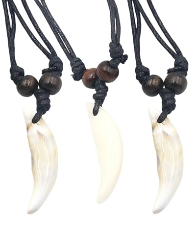 MOPZIJA 3pcs collier dent de requin,Colliers Pendentif dents de requin, dent de requin,Colliers...