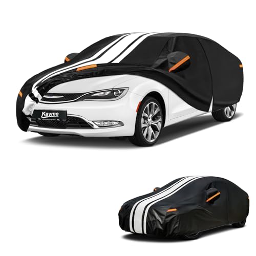 Image of Kayme Waterproof Car Cover for Chrysler 200 (2010-2018) Heavy Duty | Gift with Tape /Towel /Bag, Outdoor Full Exterior Cover Rain Snow Sun UV Protection, Soft Cotton Inner Protect Vehicle Paint