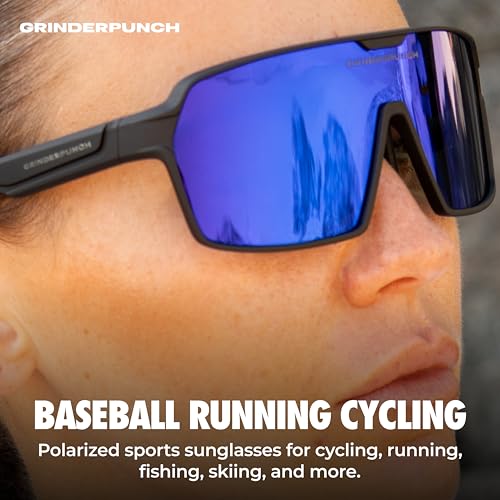 Image of grinderPUNCH Polarized Sports Sunglasses for Men Women UV Protection Shades for Baseball Running Cycling Skiing & Pickleball
