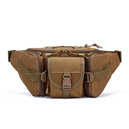 ShiningLove Männer Frauen Camouflage Gürteltasche, 6L wasserdicht große Kapazität Multi Pocket Design Oxford Tuch Gürteltasche für Outdoor Wandern Angeln Bumbag Khaki Cover