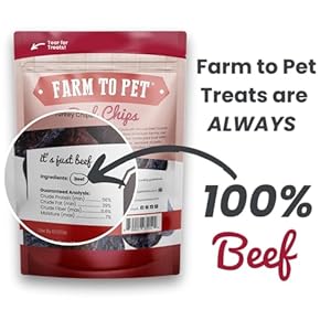 Farm To Pet - Dog Training Treats - Beef Chips, Single Ingredient, Lean, All Natural, Healthy Dog Treats for Small, Medium, Large Breeds, & Puppies, Made in USA Farm To Pet Dog Training Treats Beef Chips Single Ingredient Lean All Natural Healthy Dog Treats for Small Medium Large Breeds Puppies Made in USA