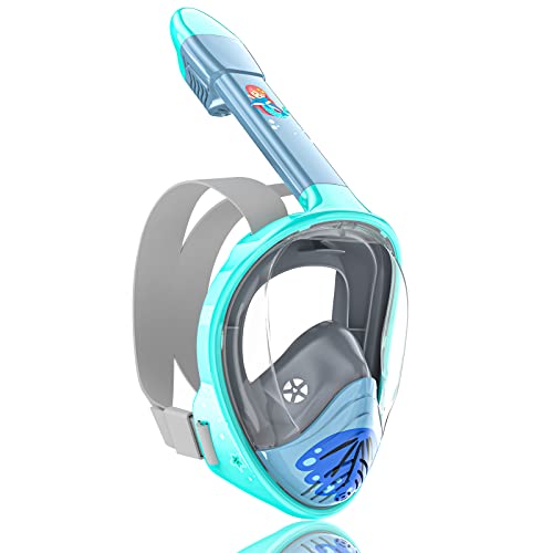Image of QingSong Kids Snorkel Mask Full Face, Snorkeling Set with Camera Mount, 180 Degree Panoramic View Snorkeling Gear Anti-Fog Anti-Leak
