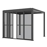 Mirador Accessory - 10' Sliding PC Door with Handle for Pergola 111 Series, 4-Piece Detachable Moveable Door, Easy Install Windproof UV-Resistant, Charcoal, not pergola