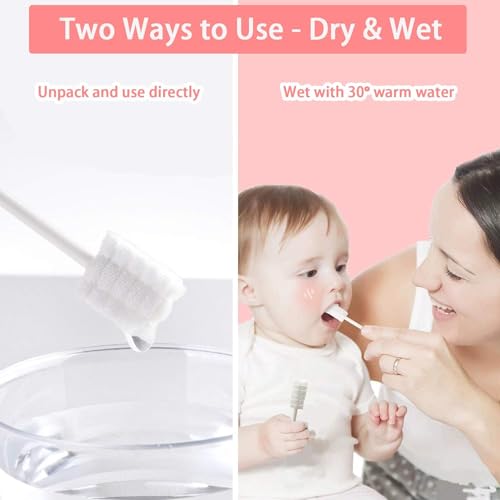 Image of 50 Pcs Baby Tongue Cleaner Gauze, Baby Toothbrush Disposable Oral Cleaner, Toddler Tooth Brush for New Born Tooth Mouth Gum Clean, Infant Toddler Oral Cleaning Stick, Care Newborn, 50 Swabs 0-6month