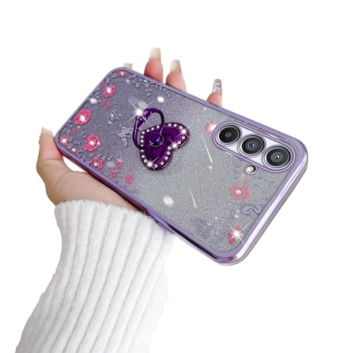 Coque pour Galaxy A54 5G motif cœur papillon idée cadeau violet