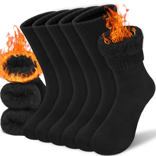 Loritta 6 Pack Thermal Socks, Warm Socks US Shoe Size -13,A-black