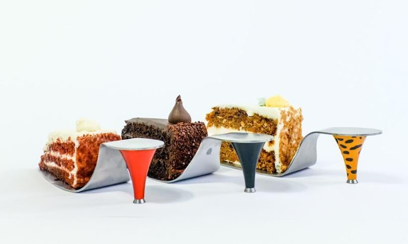 Miniatura 2 de WILD EYE DESIGNS Servidor de pastel de acero inoxidable de tacón alto con tacón y asa desmontables, moderno estampado de leopardo, moderno y