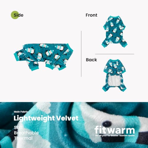 Image of Fitwarm Cute Penguin Dog Pajamas, Dog Winter Clothes for Small Dogs Girl Boy, Cozy Dog Onesie, Soft Pet Jammies, Doggy Apparel, Teal Blue, XS