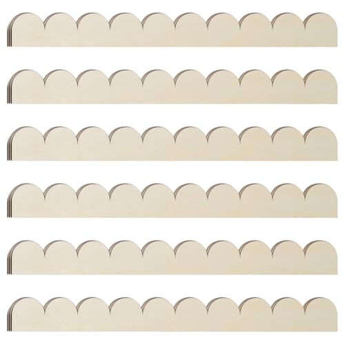 18Pcs Unfinished Scalloped Wood Trim Trim Molding Decorative Wood Molding for Home Wall Cabinet Shelf and Window Door (15.75 x 1.57 Inch)