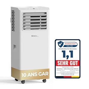 Climatiseur Mobile 9000 BTU, 5 en 1 Climatiseur Portable avec Mode Auto, Clim Mobile Silencieuse 55dB, Minuterie 24H, jusqu'à 90m³/33m² pour Maison Bureau, Kit Fenêtre Inclus, 10 ANS GAR