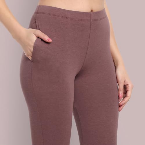 Image of ONE SKY Women Full Length Leggings | Cotton Modal Spandex Blend | High Waist Stretchable & Bio-Washed Fabric | Colour-Lock Technology | Comfortable Leggings for Women