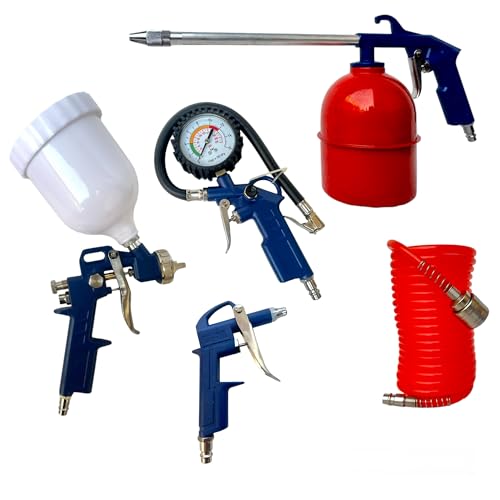 Kit Gonfiaggio Pneumatici FIAC 5 Pezzi - Pistola Con Manometro, Tubo Spirale 5m E 3 Punte - Foto 3