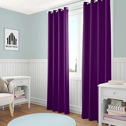 Cortina morada 140x260 con ojales de poliéster para salón juego de 2 piezas 3