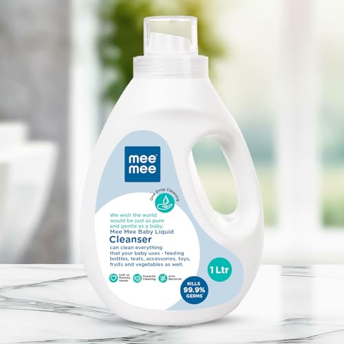 Image of Mee Mee Liquid Cleanser 1000ML Anti-Bacterial Kills 99.9% Germs | Cleanser for Bottles, Nipples, Accessories, Toys, Fruits & Vegetables No Alcohol, One Drop Cleaning, Dermatologically Tested