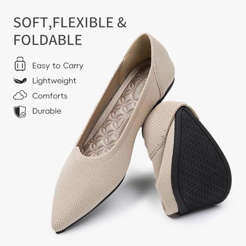Women’s Flats, Pointed Toe Ballet Flats Shoes for Women Comfortable Knit Dressy Flat2