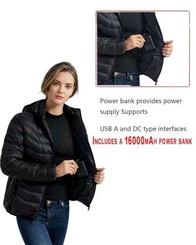 Image of Heated Down Jacket for Men and Women with Power Bank,16000mAh Battery 23 Graphene Heating Element