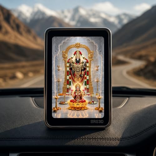 Image of Tirupati Balaj Car Dashboard Dual Side Frame | Personalized |Home | Desk | Office | Small Glow Frame 4x3x1.5 INCH | Multi Color Light | Inside & Outside Visible |
