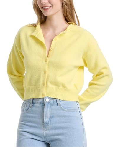 Image of Balimtoy Women's Cropped Cardigan Sweaters Long Sleeve Button Down Sweaters Knit Cardigan Cute Y2k Open Front Crop Top