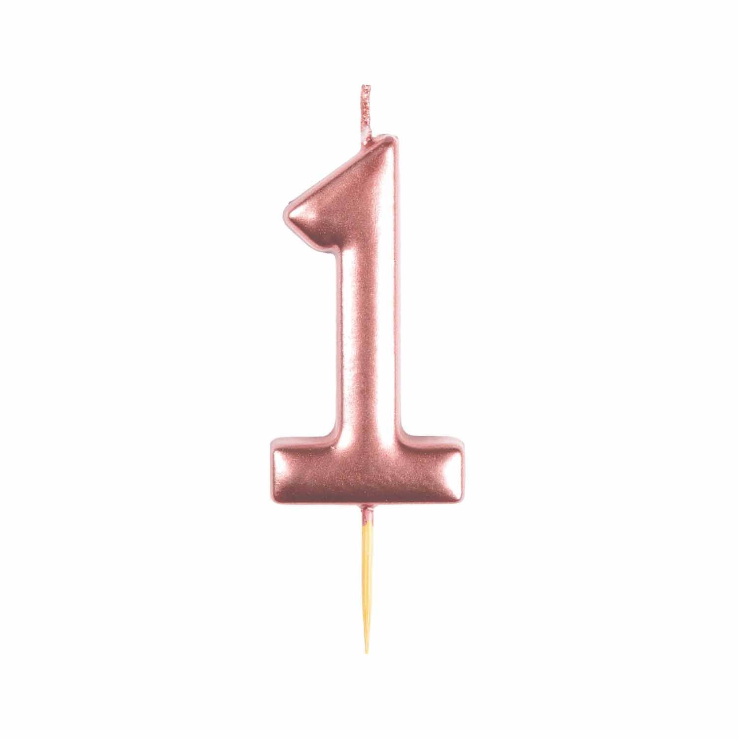 Amscan 9911546 - Metallic Rose Gold Number 1 Cake Candle