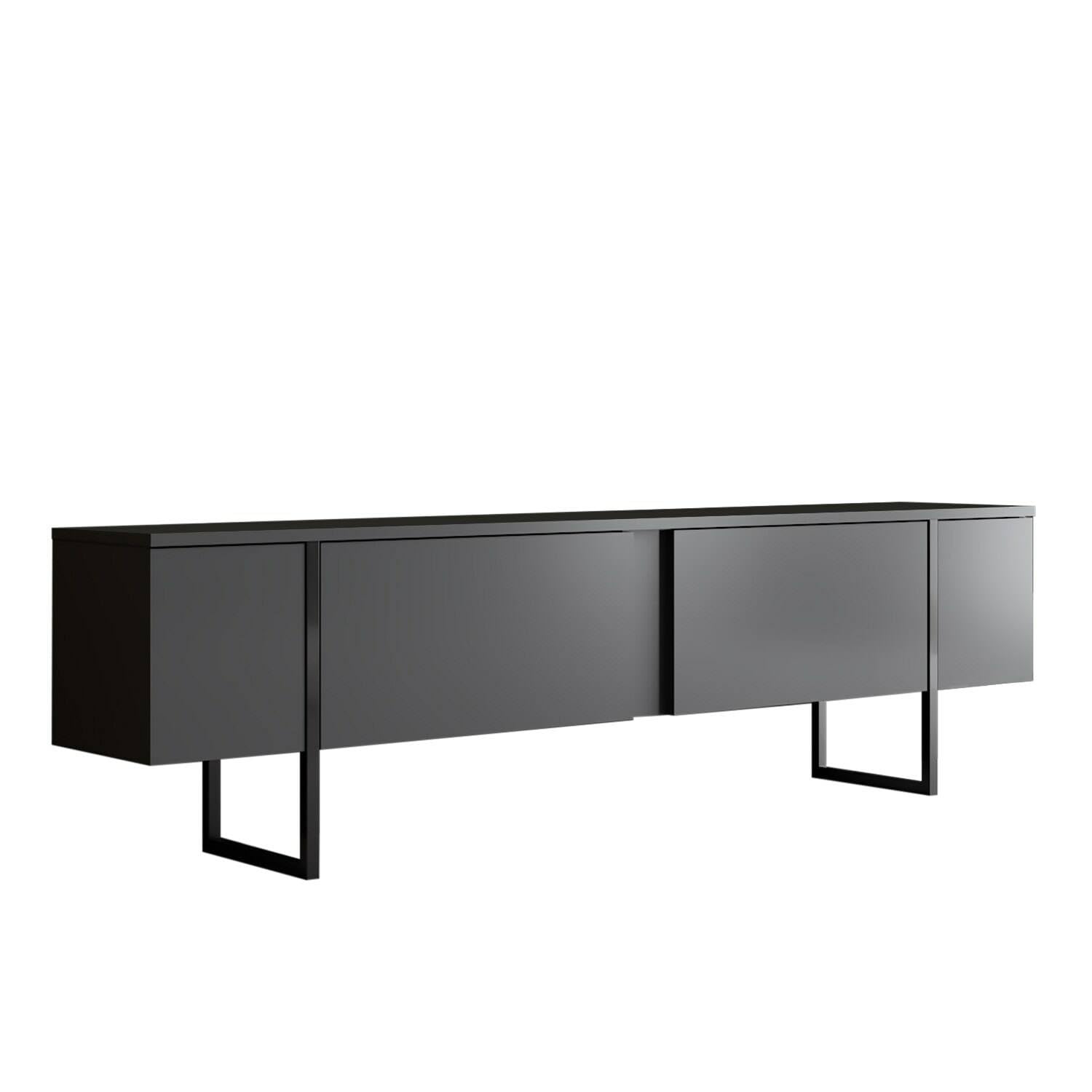 Dmora Mobile Porta Centaurus, Credenza da Soggiorno, Armadio Basso per TV, Base Parete attrezzata, 180x30h50 cm, Antracite e Nero