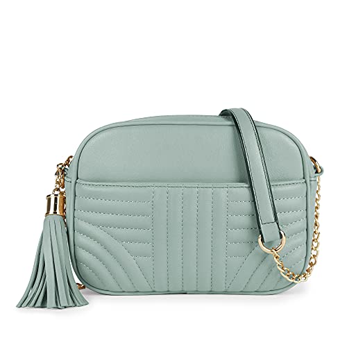 Image of EVVE Quilted Crossbody Bags for Women - Stylish Camera Bag with Tassel - Lightweight Medium Size Shoulder Purse