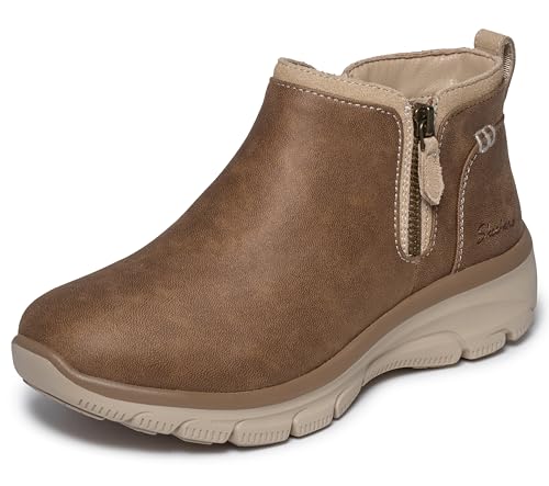 Skechers Women's EASY GOING - FALL VIEW Relaxed Fit zide zip bootie, Chestnut 7M