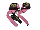 SIS. Straps de GYM. Correas de Levantamiento de barras y pesas. perfectas para realizar Powerlifting o Levantamiento de Mancuernas. Agarraderas de Gimnasio Fuertes y Resistentes (ROSA)