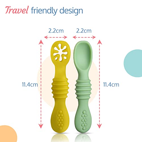 Image of Luvlap Baby - Led Weaning Silicone Spoons, Set of 2, First Stage Self-Feeding Baby Spoon Cum Training Spoons for Self Feeding, 6 M+, Gum Friendly, BPA Free, 11.4 Centimeter (Pack of 2)