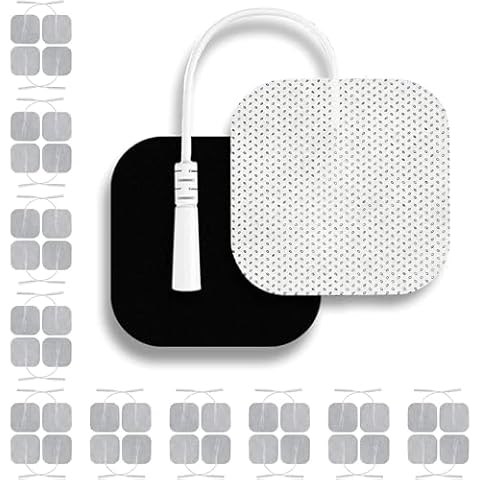 Santamedical TENS Unit Replacement Pads 2x2 40 Pcs Premium Reusable Electrode Pads - Self Adhesive Electro Therapy Patches for Electrical Stimulation - Non Irritating Stim Pads Design Cover