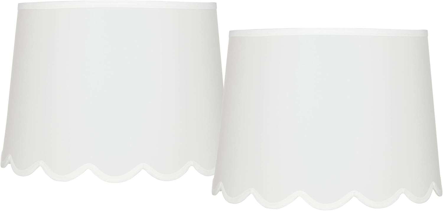 Set of 2 Hardback Scallop Empire Cottage Core Lamp Shade (Pre-Assembled) s Large 13" Top x 15" Bottom x 11" High Spider with Replacement Harp and Finial Fitting - Springcrest
