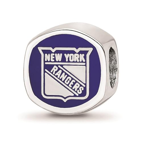 Logoart Sterling Silver New York Rangers New York Rangers Banner Cushion Shaped Double Logo Bead
