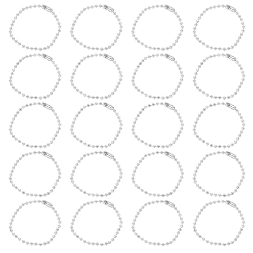 sourcing map 30Pcs 5 Inch Ball Bead Chain, Metal Ball Chain with Connectors for Keychain Hanging Ornament Tag Jewelry Necklace Christmas Decoration,Silver