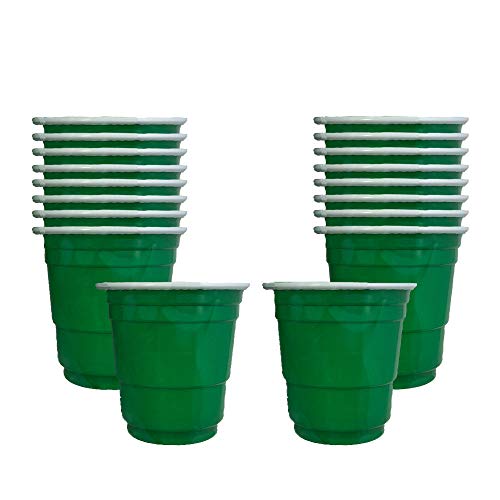 St. Patrick's Day Green and White Shot Glass Cups - Plastic Mini Cups For Party Supply Favors or Cocktails Supply - Party Pack 20 Piece Set BPA Free