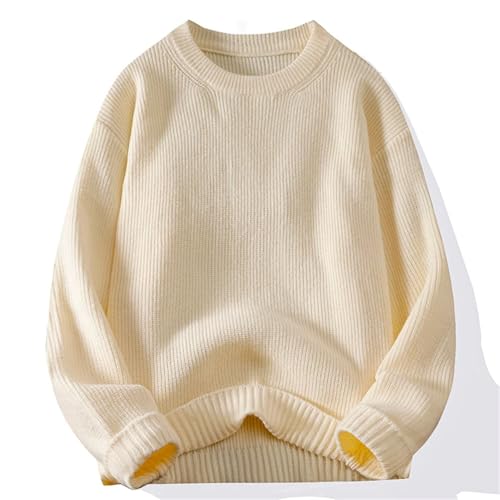 Men's Crew Neck Knitted Sweater Long Sleeve Loose Knitted Pullover Sweater2