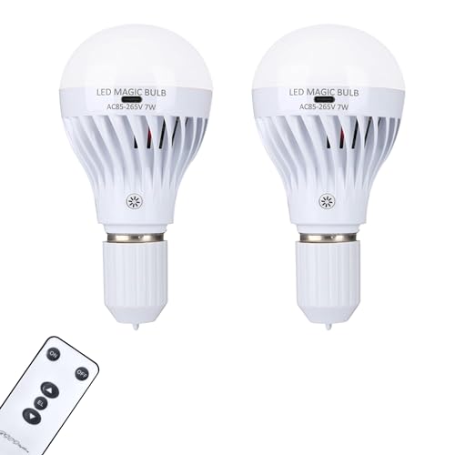 BSOD Upgrade Rechargeable Light Bulbs with Remote, E26 Led Cool Lightbulbs USB Battery Bulbs Emergency Dimmable Ebulbs for Power Outage, Lamp, Home... (USB White 2 Pack)