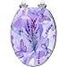 Elongated Toilet Seat lavender Butterfly seamless pattern Watercolor flowers painting Resin Toilet Seat Quietly Slow Close with Quick-Release Hinges Toilet Seat with Cover Easy to Clean Install