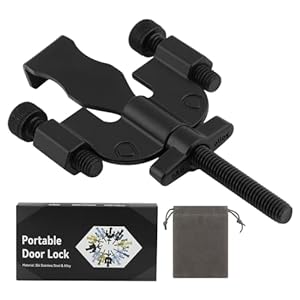 Portable Door Lock, Adjustable, Black, 3.82inch, Travel Lockdown Locks for Additional Safety and Privacy Protection