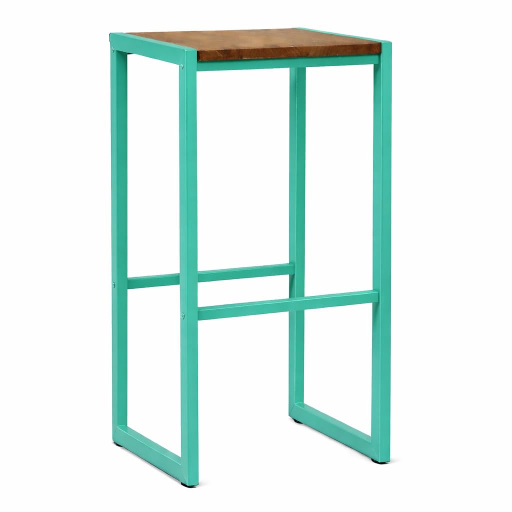 58571 Bar Stool/Breakfast Stool/High Stool Modern Shape Seat Metal Structure and Wooden Seat -Coffee Shop -Kitchen - Restaurant -Bar - Home Etc. Metal Bar Chair - Torquoise Green-image-14