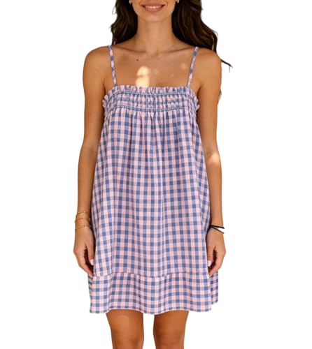 Image of Women Boho Floral Mini Cami Dress Spaghetti Strap Flowy Sling Dress Graphic Backless Summer Holiday Sundress