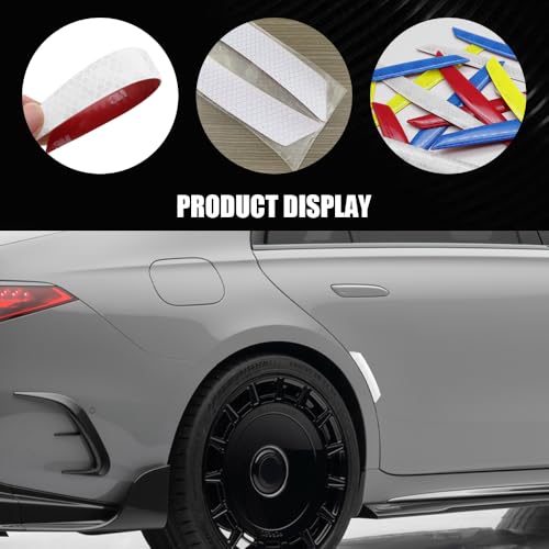 Image of 2PCS Car Reflective Trim Side Marker Stickers, Side Reflectors for Car, Anti-Collision Automatic Bumper Fender Stickers, Auto Exterior Accessories Reflector Guard Fit Cars (White, 4PCS)