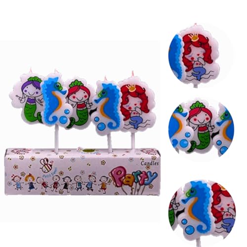 Image of WP WANNA PARTY Wax Mermaid Unscented Candles for Underwater Theme Birthday Party and Cake Decoration-Pack of 5, Multicolor
