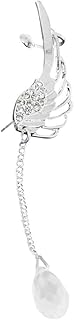 Brincos Walbest 1 peça feminino asa de anjo strass borla brinco brinco brinco brinco joia presente (prata orelha esquerda de brinde)