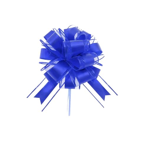 Lifgwas Nœud Cadeau Bleu - Grand (25cm) - Ruban Cadeau à Tirer - Tirer Manuellement en NœUd - pour Emballage, Mariage, Anniversaire, Noël