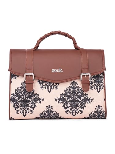 Image of ZOUK Heritage Satchel Bag - Gwalior Weaves | Jute | Vegan Leather Handcrafted With Detachable Sling Strap