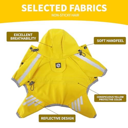 Dog Raincoat Waterproof with Leg,Adjustable Dog Rain Jacket with Reflective Strips Harness Hole,Lightweight Dogs Waterproof Coat Jacket Dog Rain Poncho for Dogs Puppies (Large) - Image 2