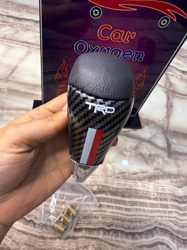 Image of CarOxygen GR Sport Carbon Fiber Gear Knob - Universal Car Gear Shift Knob with Red Stripe, Premium Racing Style Shifter Handle for Manual