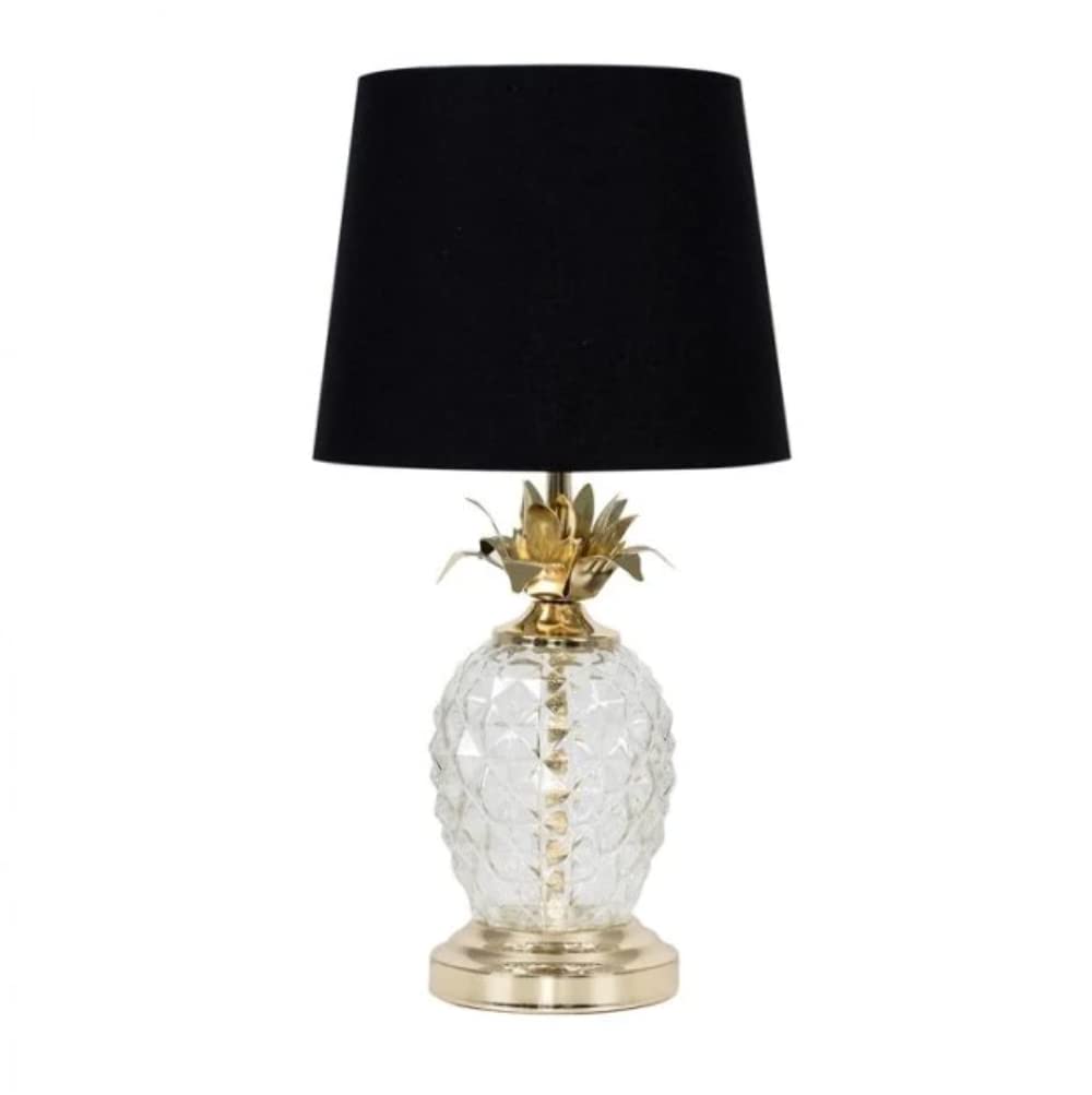 Minisun Black | Modern Gold & Clear Glass Pineapple Touch Table Lamp With A Shade | Table Lamps & Home Improvements Essential