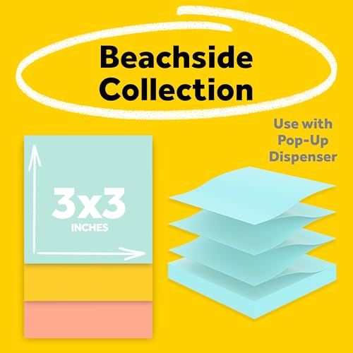 Post-it pop-up Notes, 3 x 3 in, Beachside Café Collection, 6 Pads - image 3