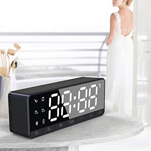 Casa Mini LED Despertador Bluetooth Alto-falante Baixo Termostato Interno - Branco